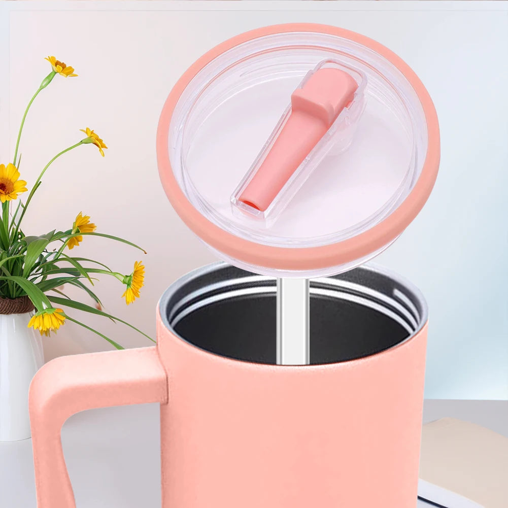 40Oz Tumbler Flip Straw Lid Replacement Spill Proof Resistant Tumbler Lid Reusable Spray Proof Tumbler Cover for stanley Cug