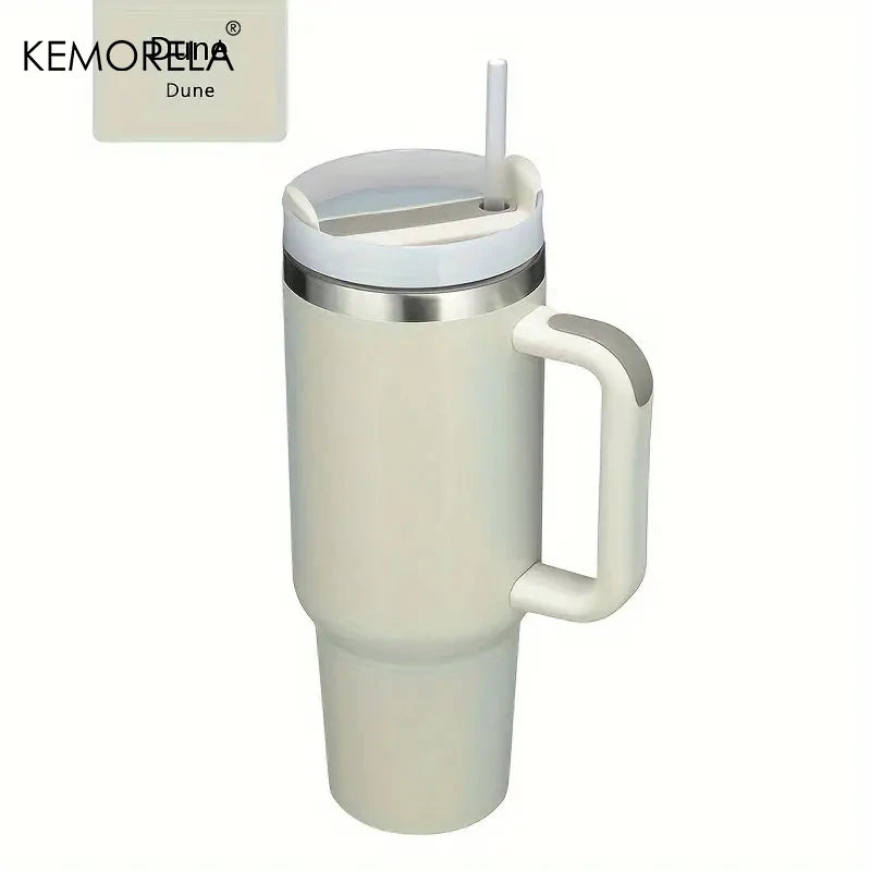 KEMORELA 900ML/1200ML Double Wall Vacuum Insulated Travel Mug with Handle Stainless Steel Water Bottle Leak Proof Hot And Cold